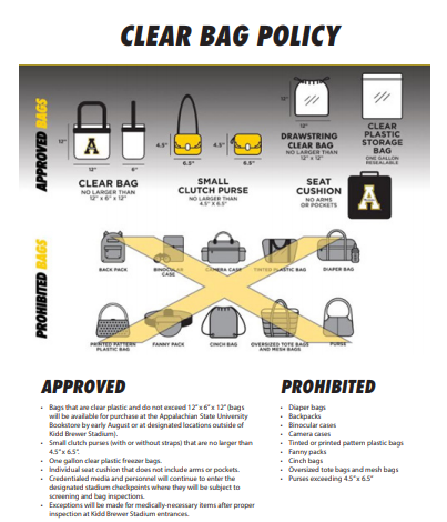 App State Athletics Institutes Clear Bag Policy - App State Athletics